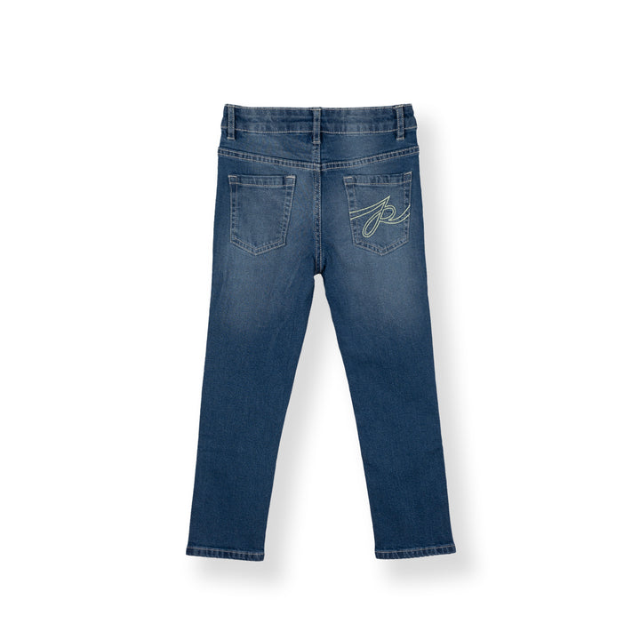 Poney Boys Medium Blue Embroidered “P” Slim Fit Jeans
