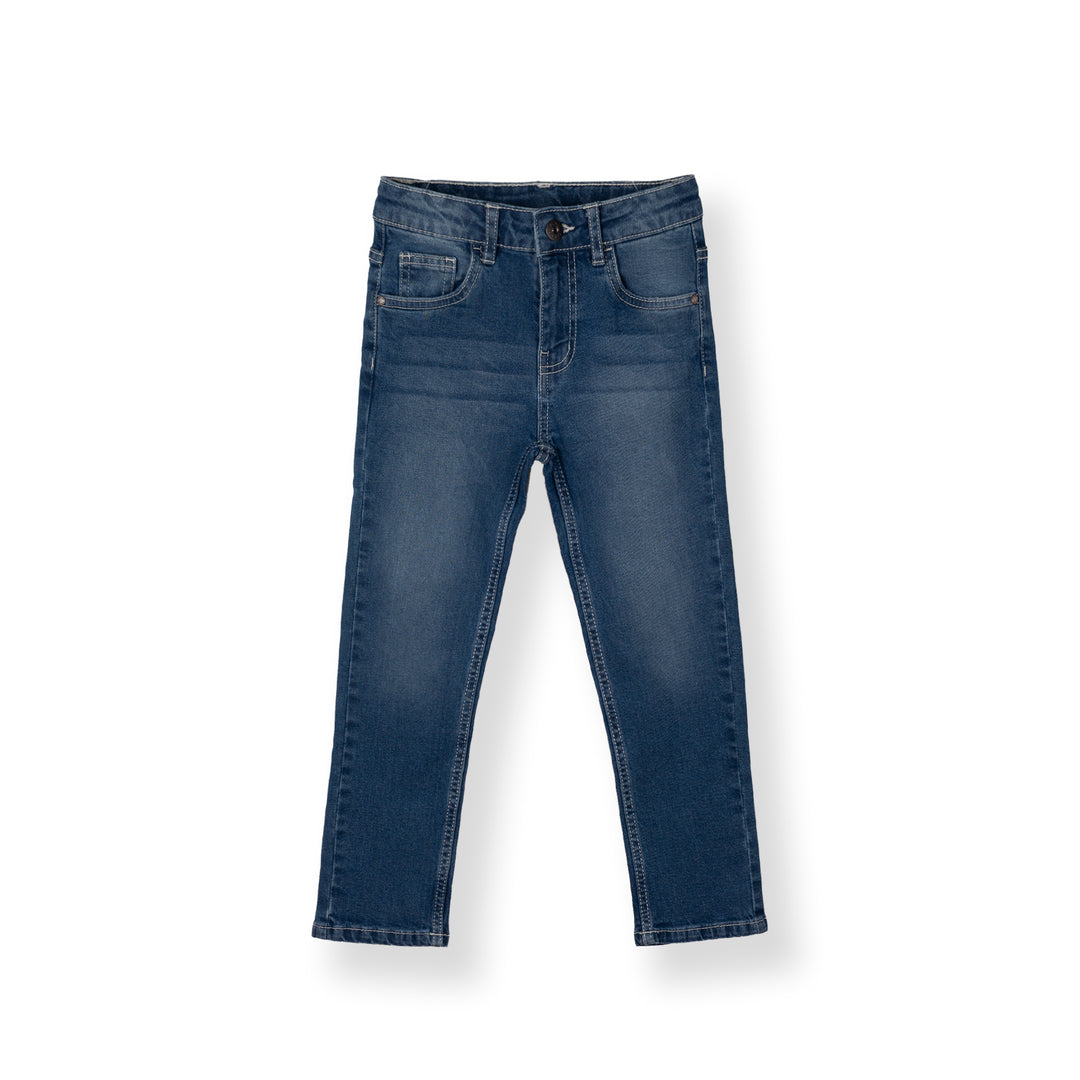 Poney Boys Medium Blue Embroidered “P” Slim Fit Jeans