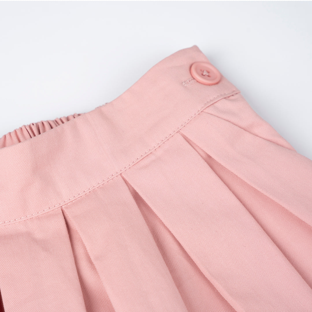 Poney Girls Pink Twill Pleated Long Skirt
