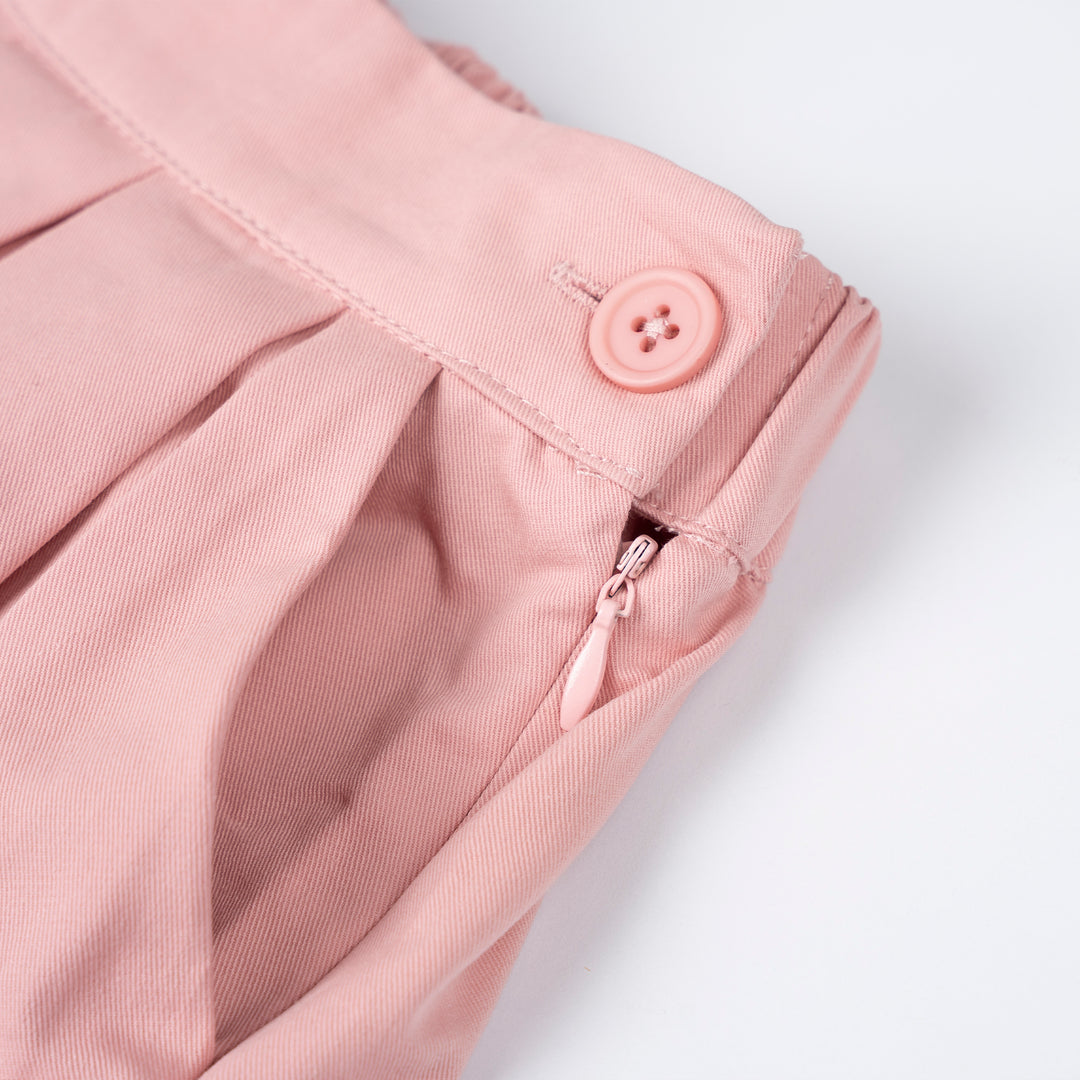 Poney Girls Pink Twill Pleated Long Skirt