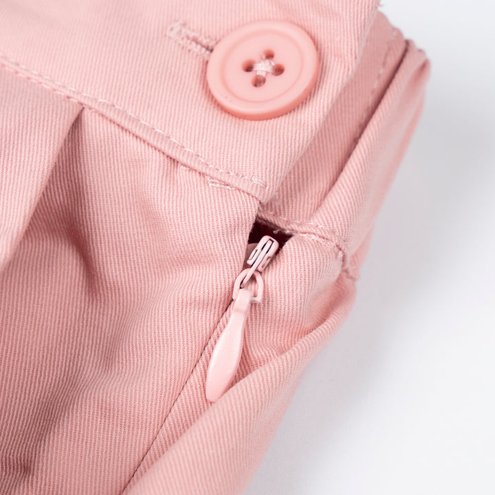 Poney Girls Pink Twill Pleated Long Skirt