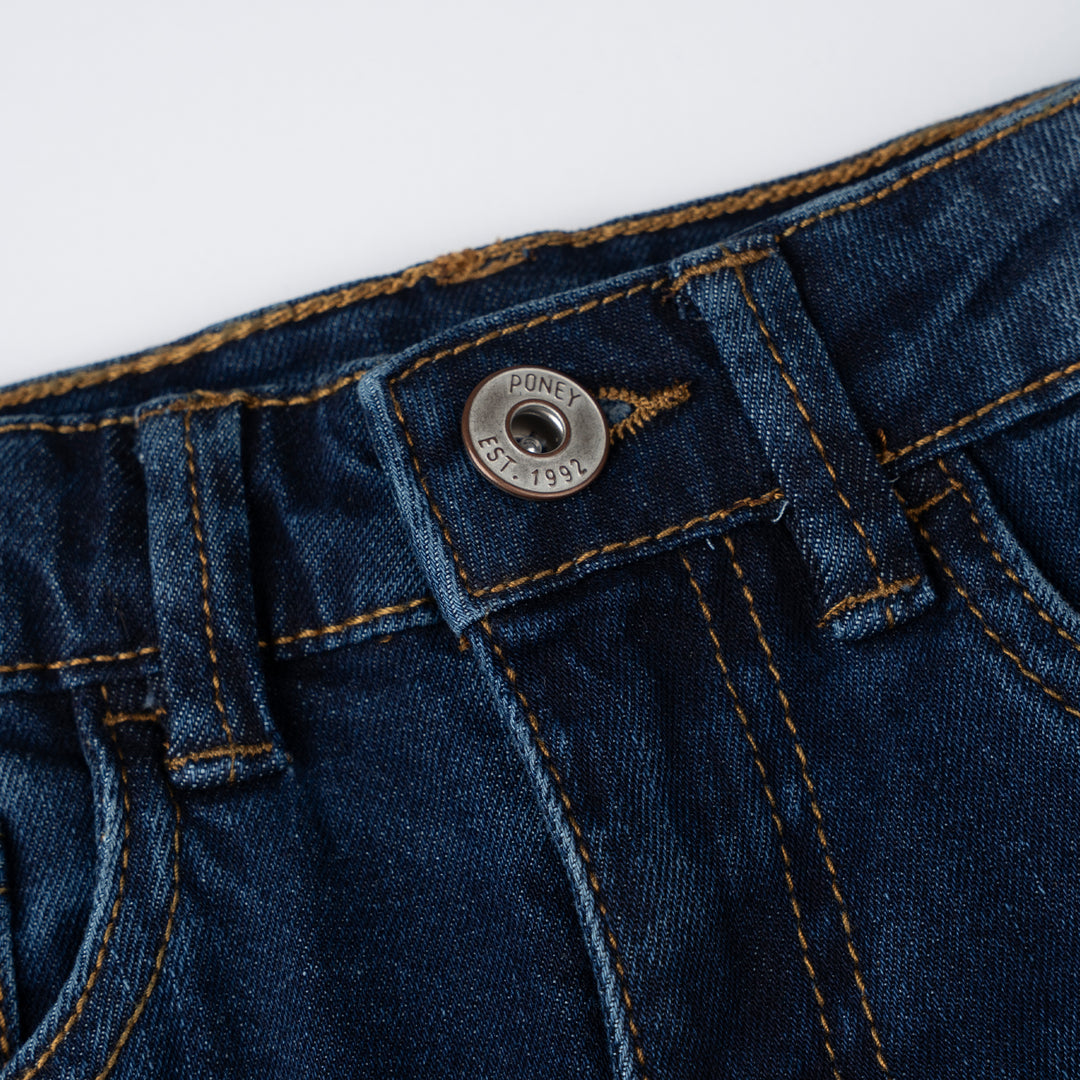 Poney Girls Navy Embroidered “P” Skinny Zip-Up Jeans
