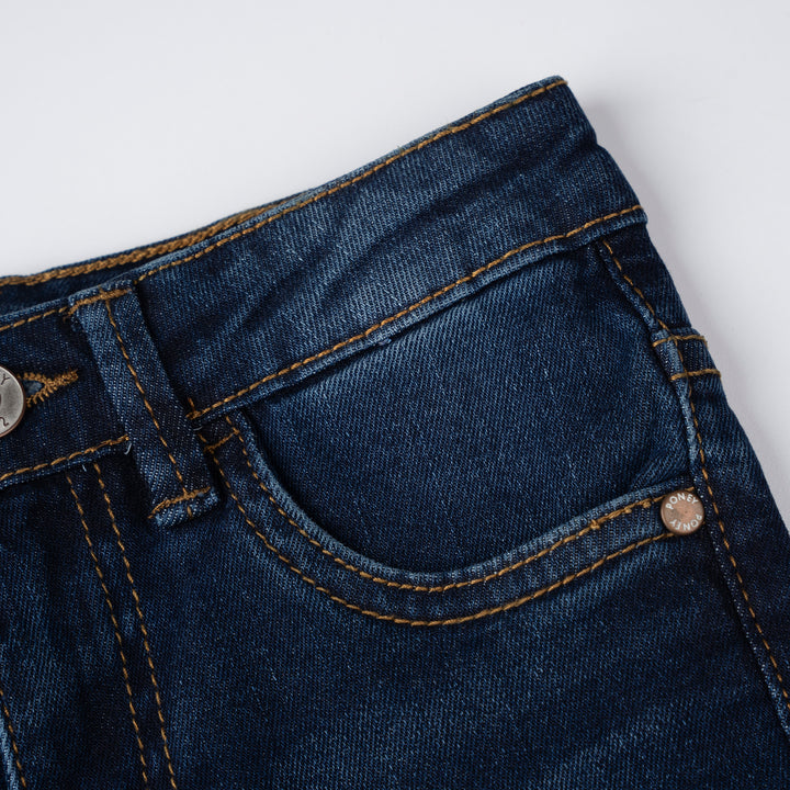 Poney Girls Navy Embroidered “P” Skinny Zip-Up Jeans