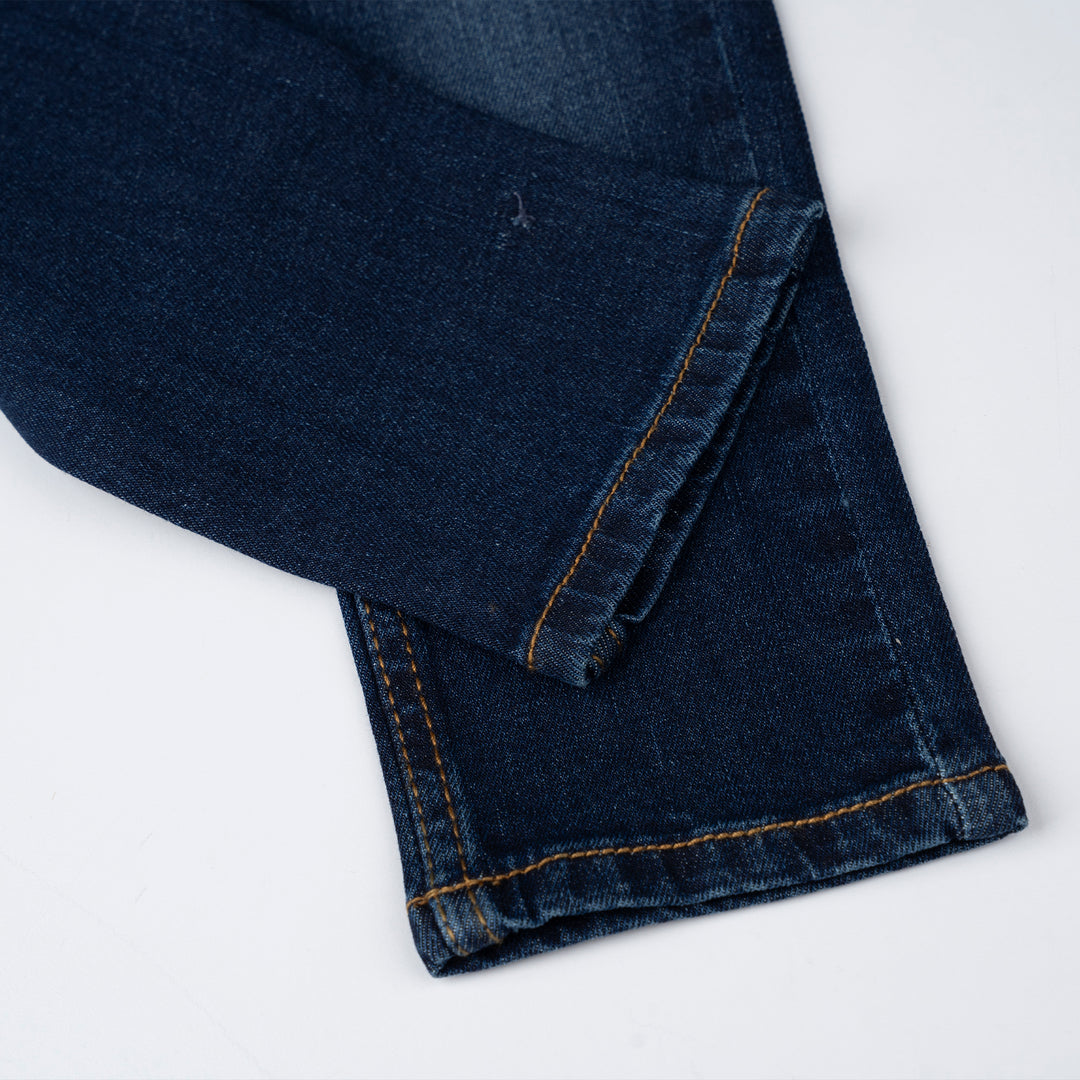 Poney Girls Navy Embroidered “P” Skinny Zip-Up Jeans