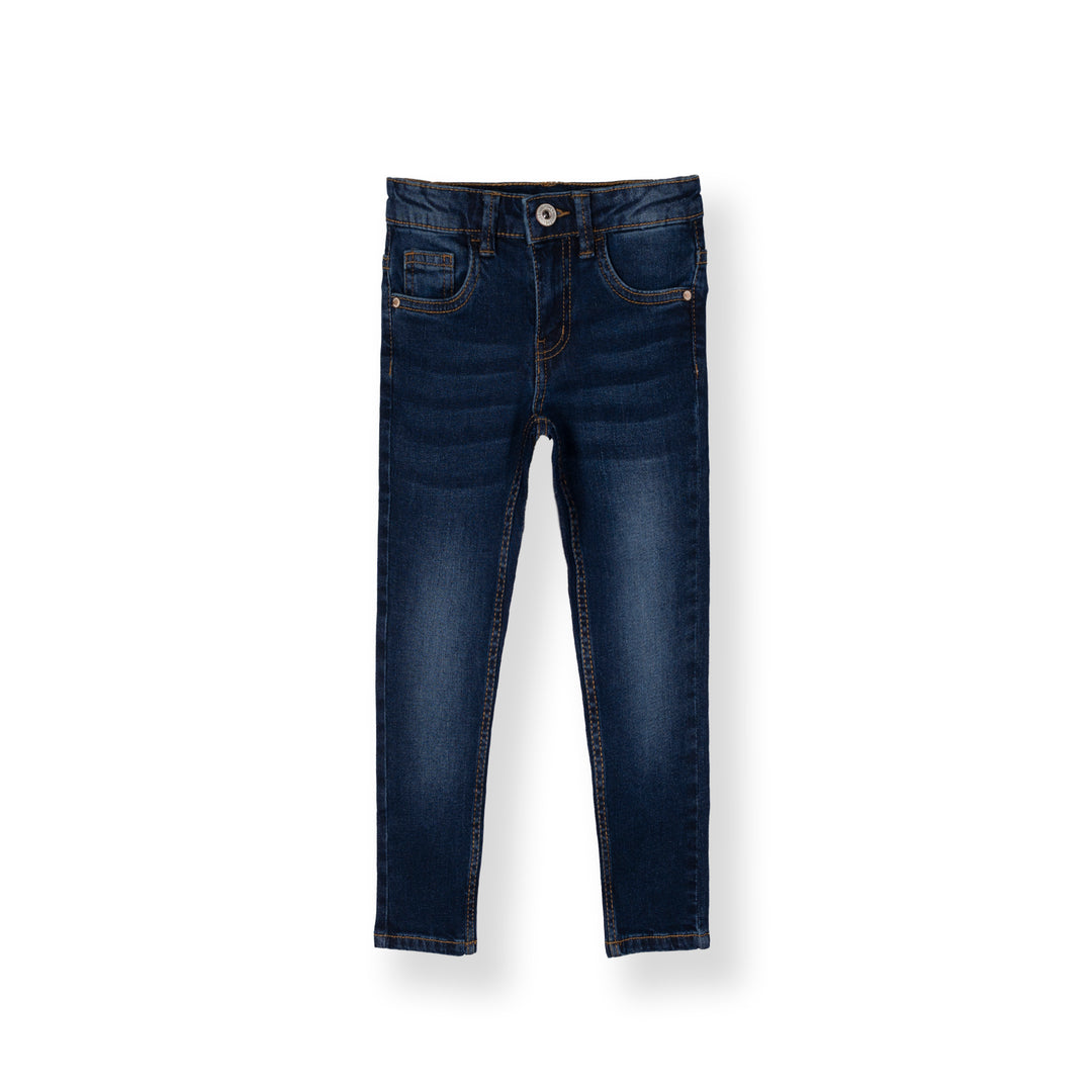 Poney Girls Navy Embroidered “P” Skinny Zip-Up Jeans