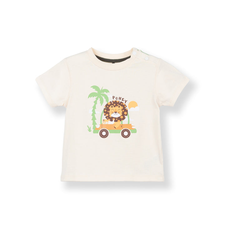 Poney Baby Boys Safari Smiling Cream Short Sleeve Tee