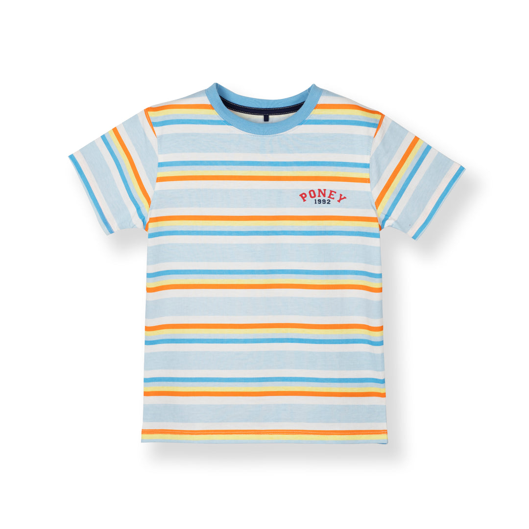 Poney Boys Light Blue Stripes in Style Short Sleeve Tee 2250031
