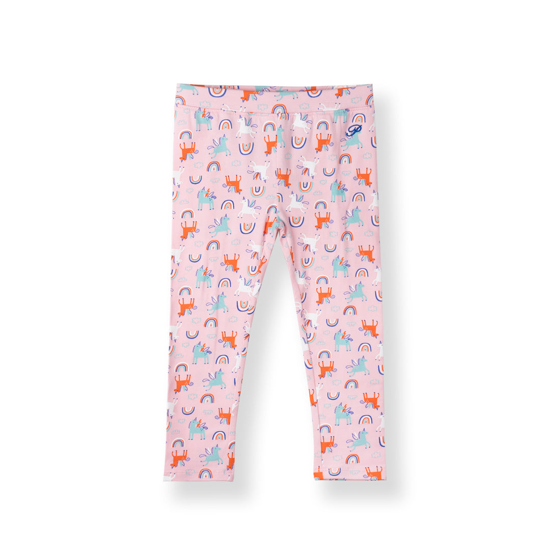 Poney Girls Pink Unicorn And Rainbows Leggings