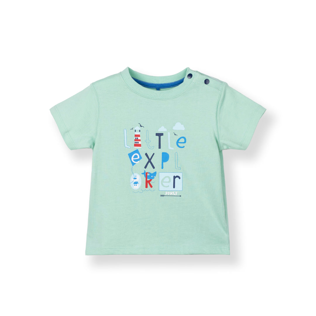Poney Baby Boys Green Little Explorer Short Sleeve Tee