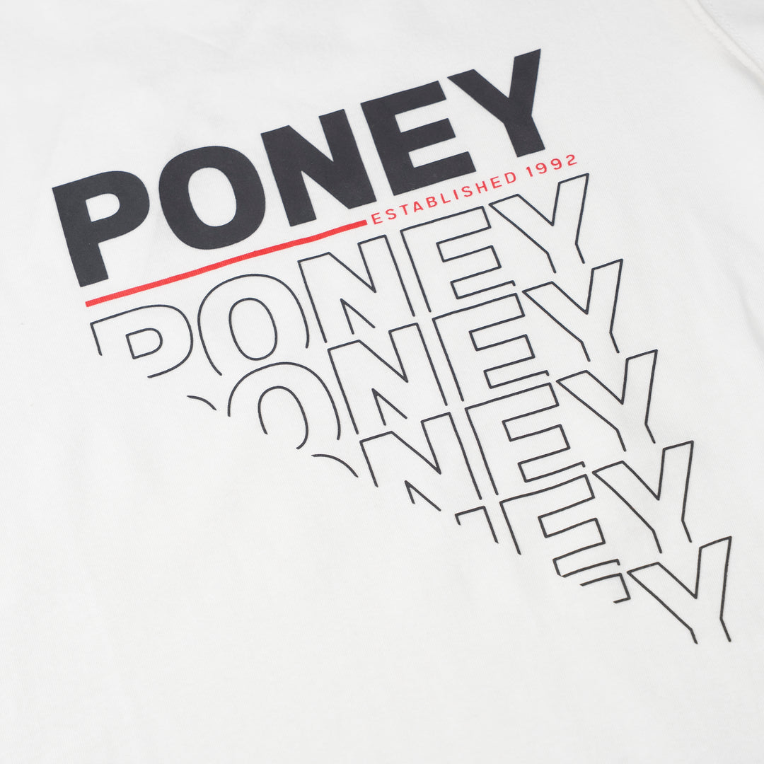 Poney Boys White Cool Repeated 'PONEY' Graphic Short Sleeve Tee