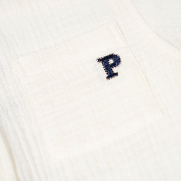 Poney Boys Cream Casual Smart Logo Short Sleeve Shirt