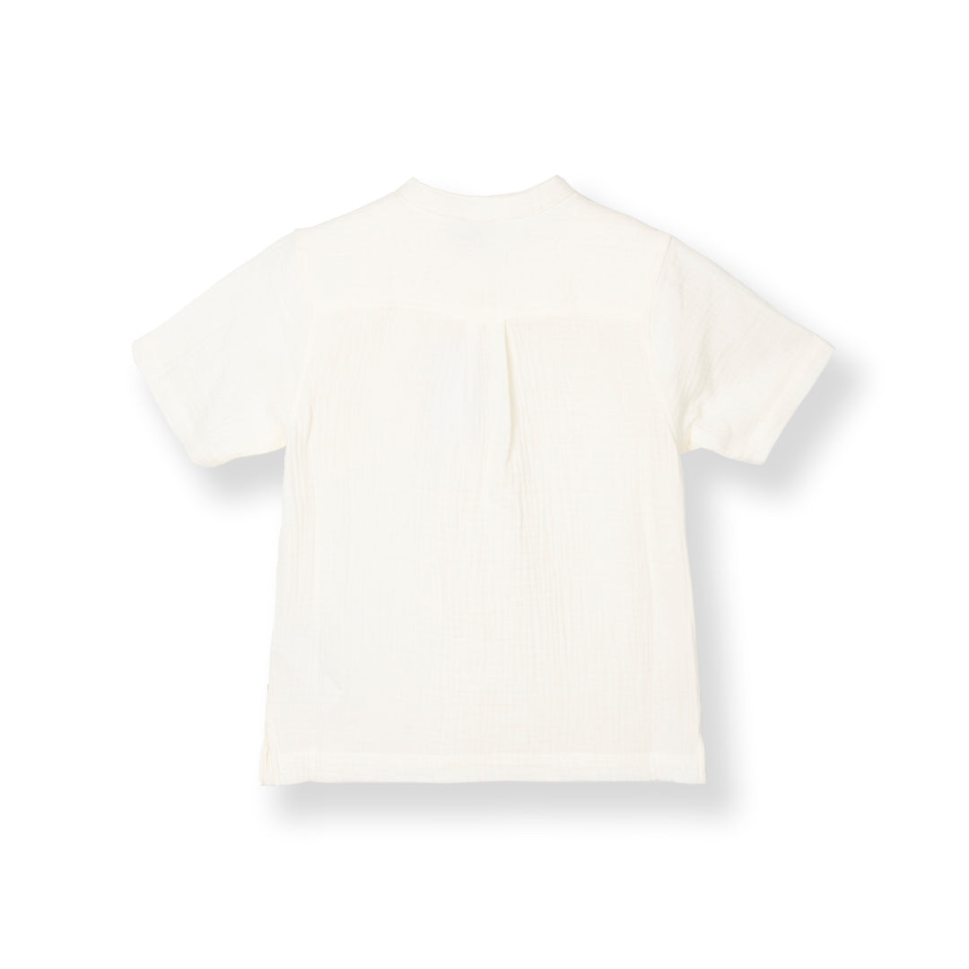 Poney Boys Cream Casual Smart Logo Short Sleeve Shirt