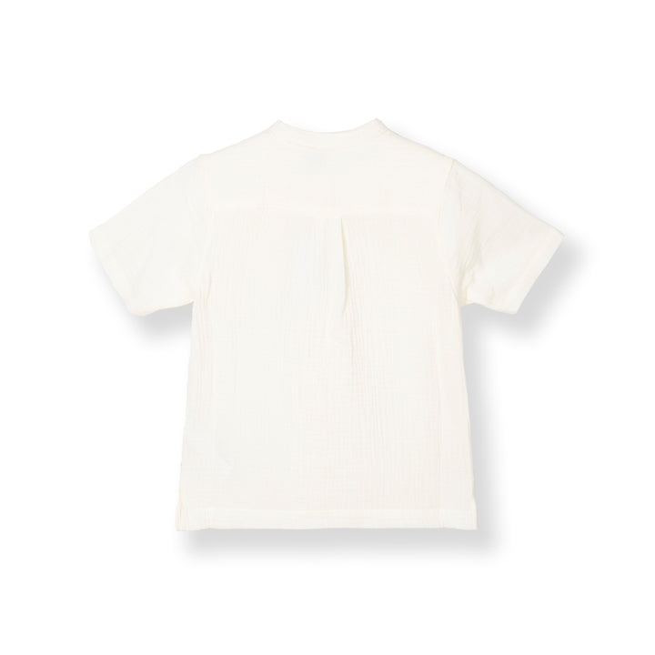 Poney Boys Cream Casual Smart Logo Short Sleeve Shirt