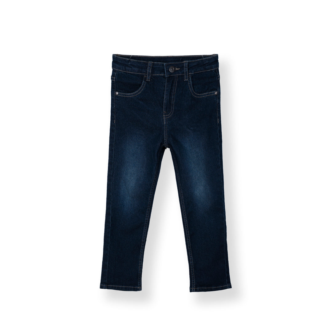 Poney Boys Navy Regular Fit with Brush Wash Details Jeans