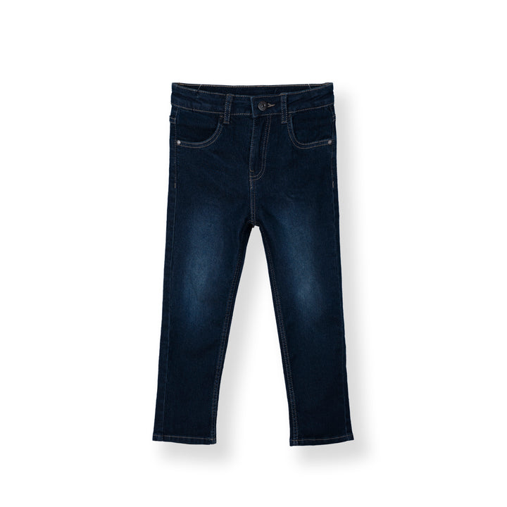 Poney Boys Navy Regular Fit with Brush Wash Details Jeans