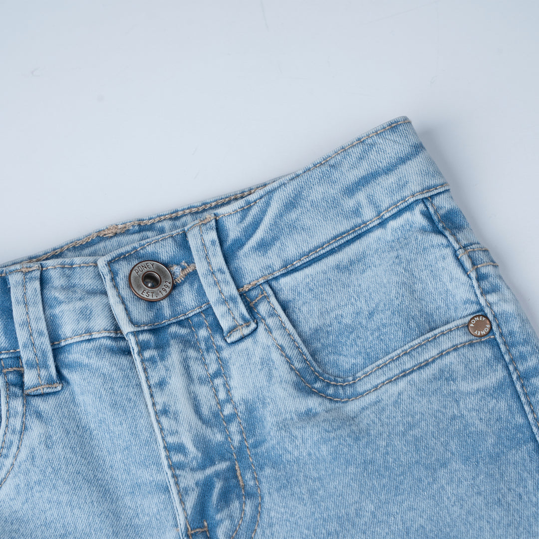 Poney Girls Light Blue Poney Skinny Zip-up Jeans