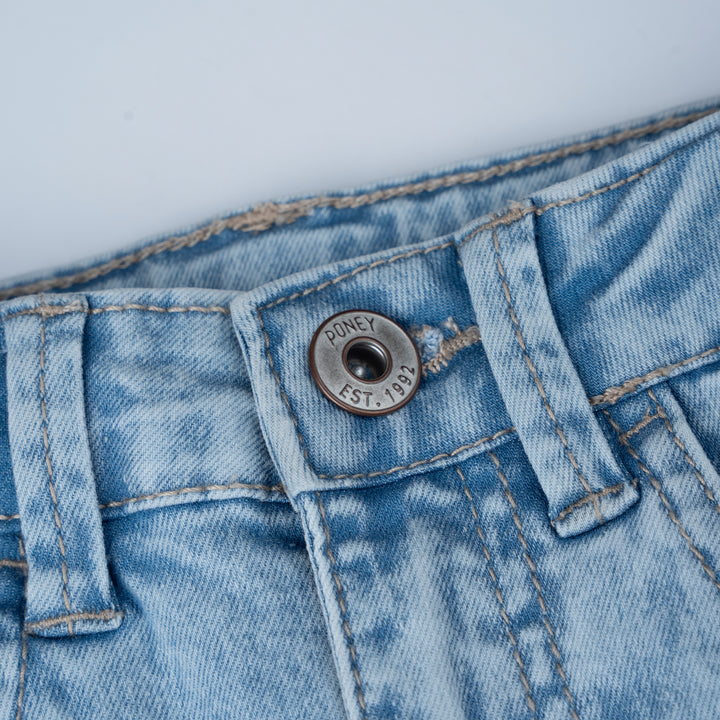 Poney Girls Light Blue Poney Skinny Zip-up Jeans