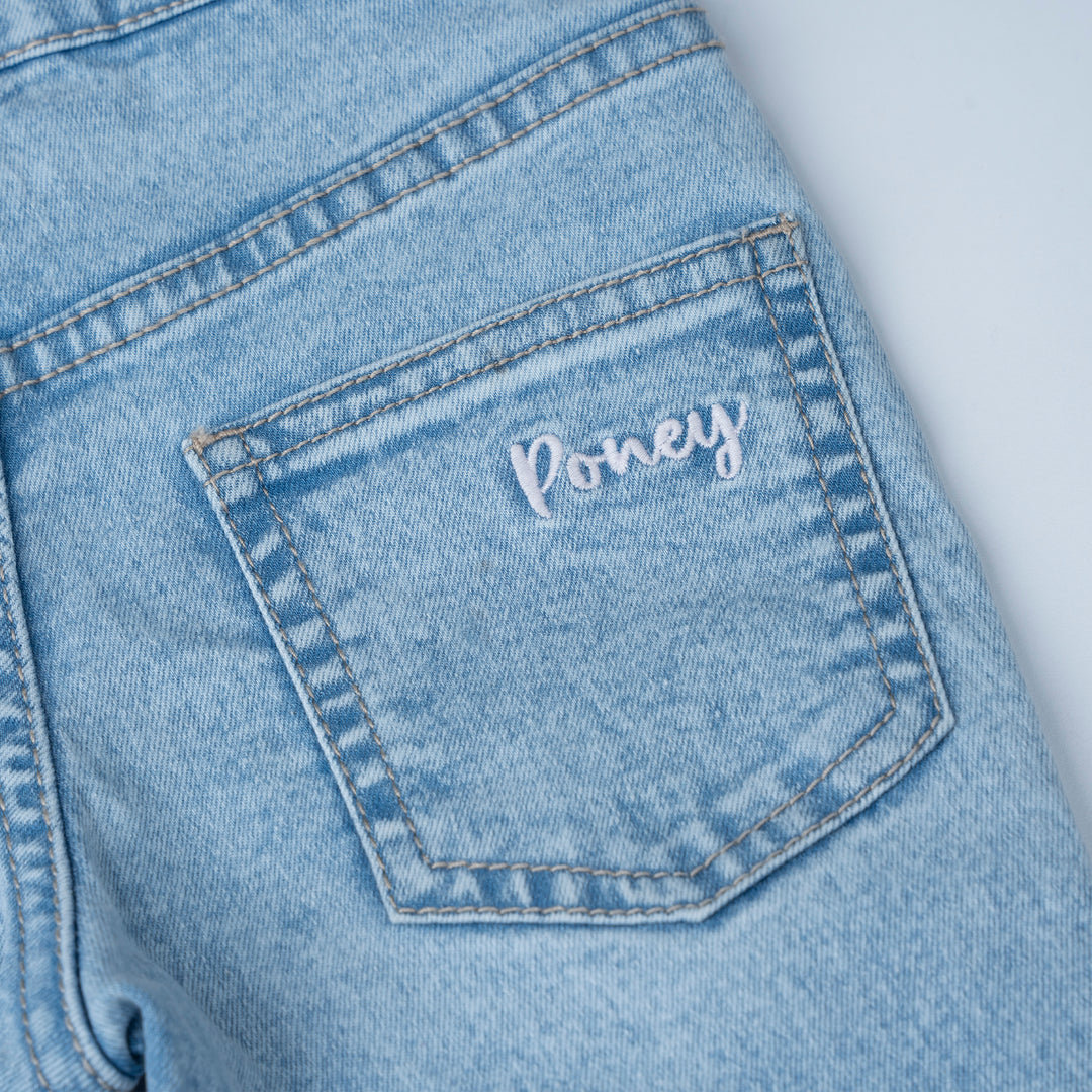 Poney Girls Light Blue Poney Skinny Zip-up Jeans
