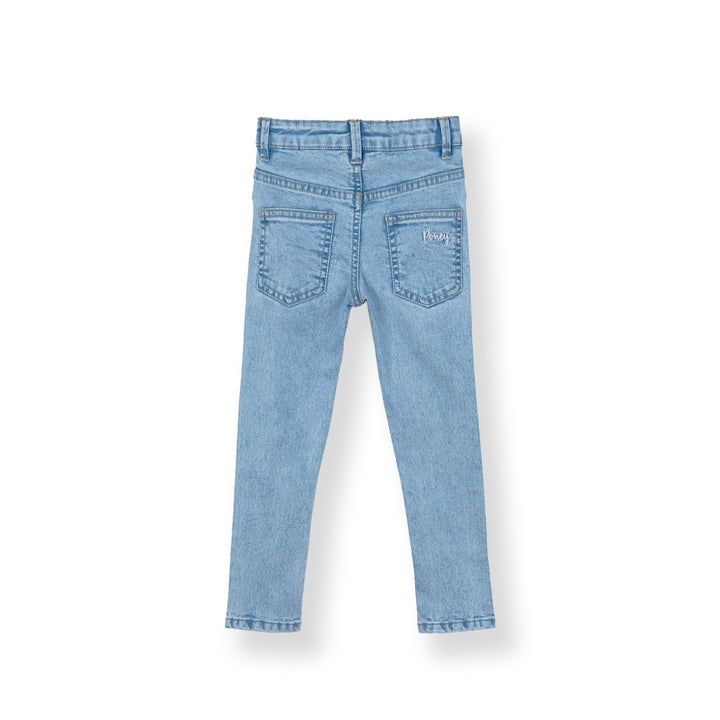 Poney Girls Light Blue Poney Skinny Zip-up Jeans