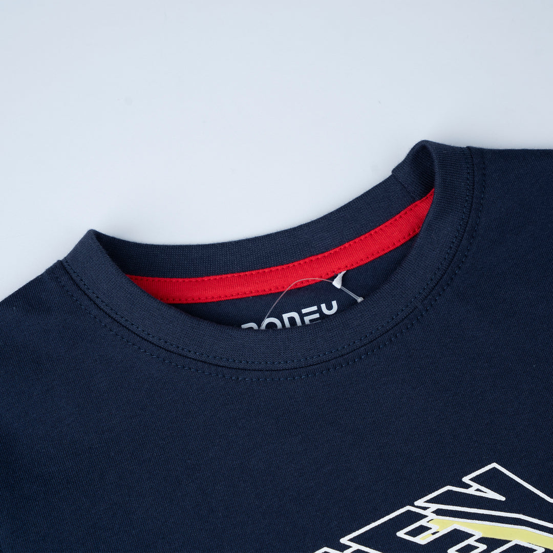 Poney Boys Navy Stacked Poney Logo Tee