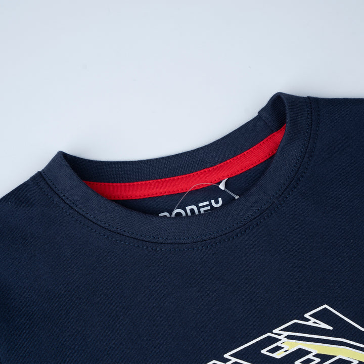 Poney Boys Navy Stacked Poney Logo Tee
