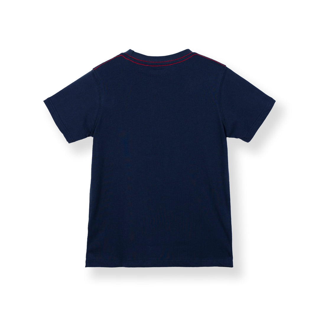 Poney Boys Navy Stacked Poney Logo Tee