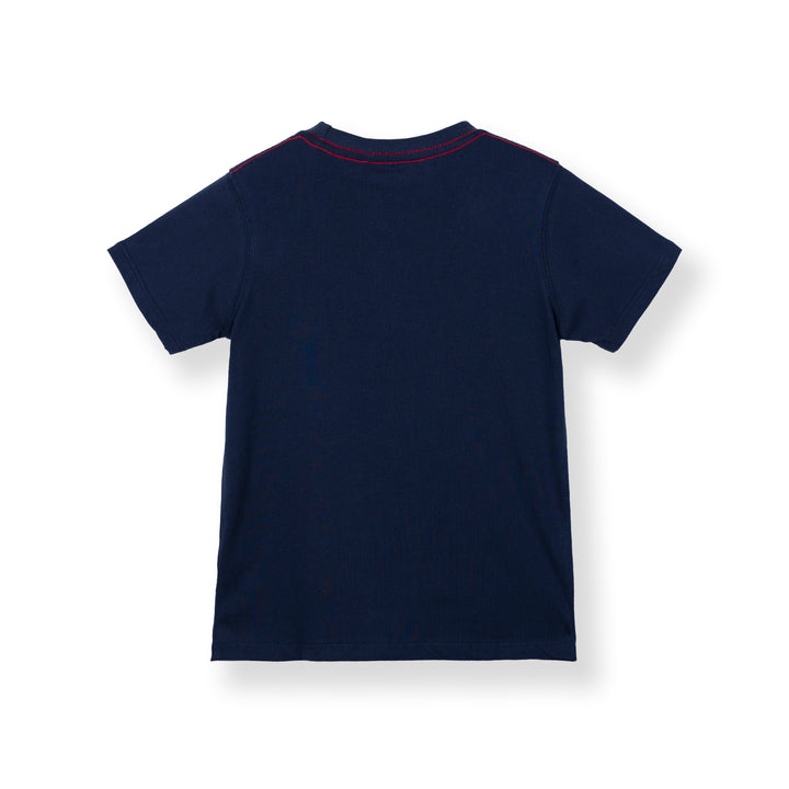Poney Boys Navy Stacked Poney Logo Tee