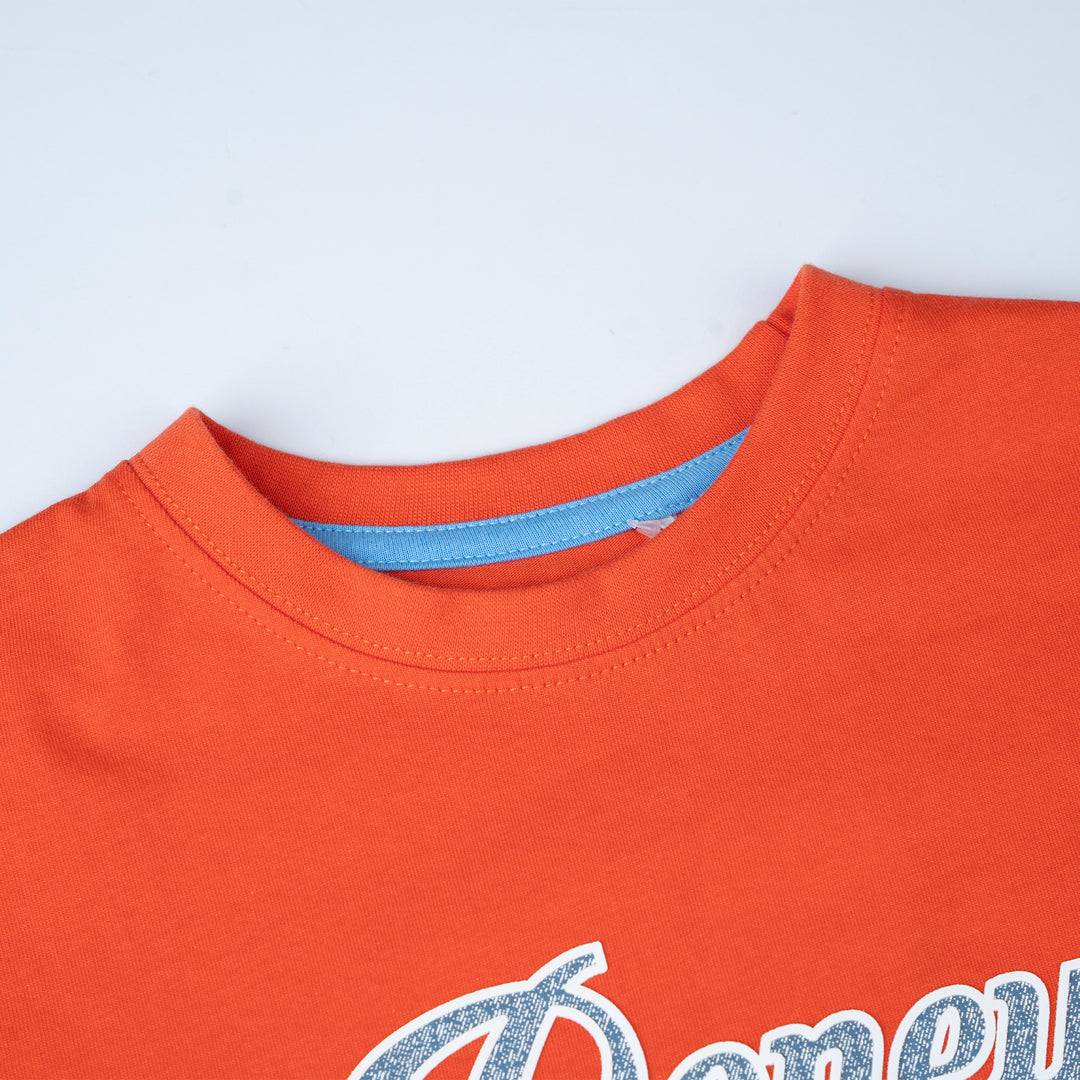 Poney Boys Orange Script Poney Logo Tee