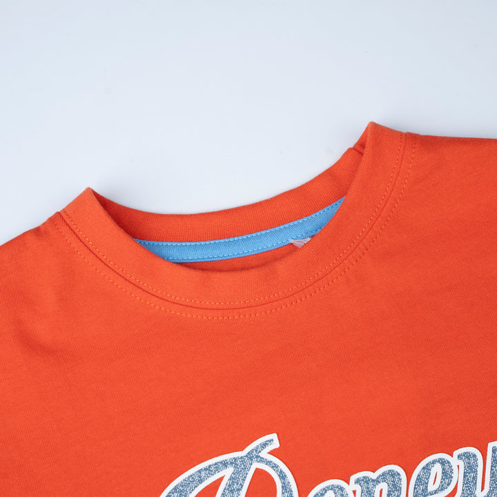 Poney Boys Orange Script Poney Logo Tee