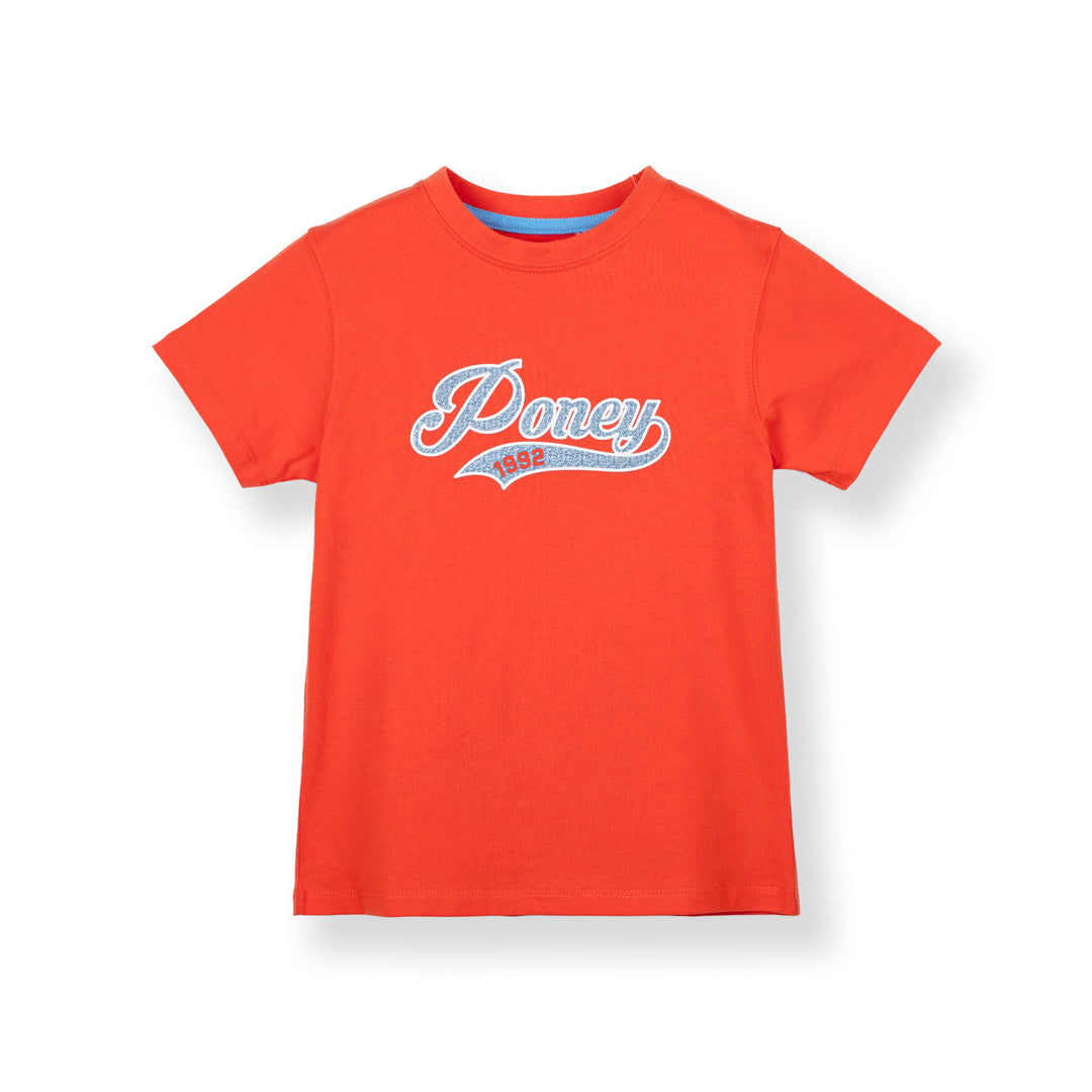 Poney Boys Orange Script Poney Logo Tee