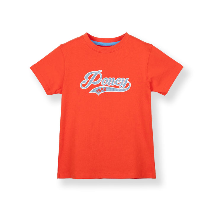 Poney Boys Orange Script Poney Logo Tee