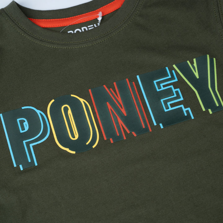 Poney Boys Green Color Pop! Poney Logo Tee