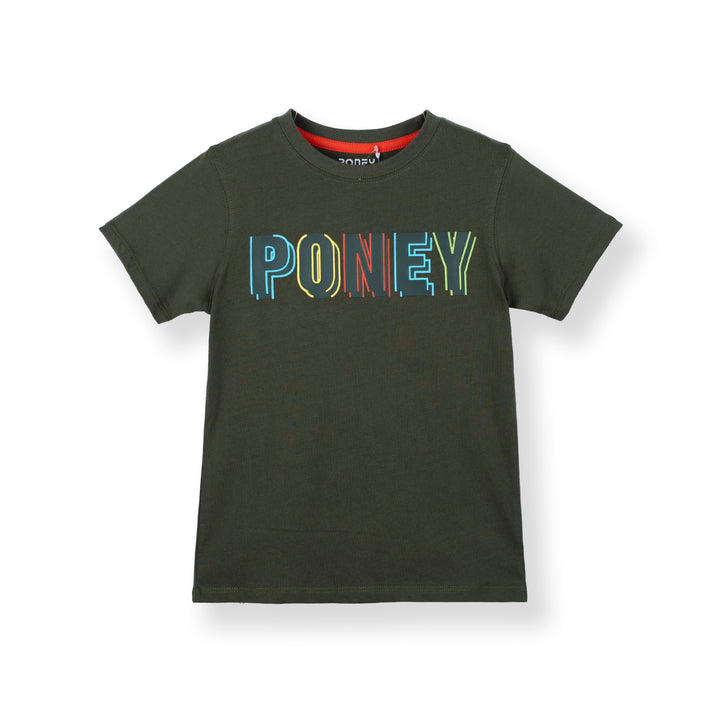 Poney Boys Green Color Pop! Poney Logo Tee