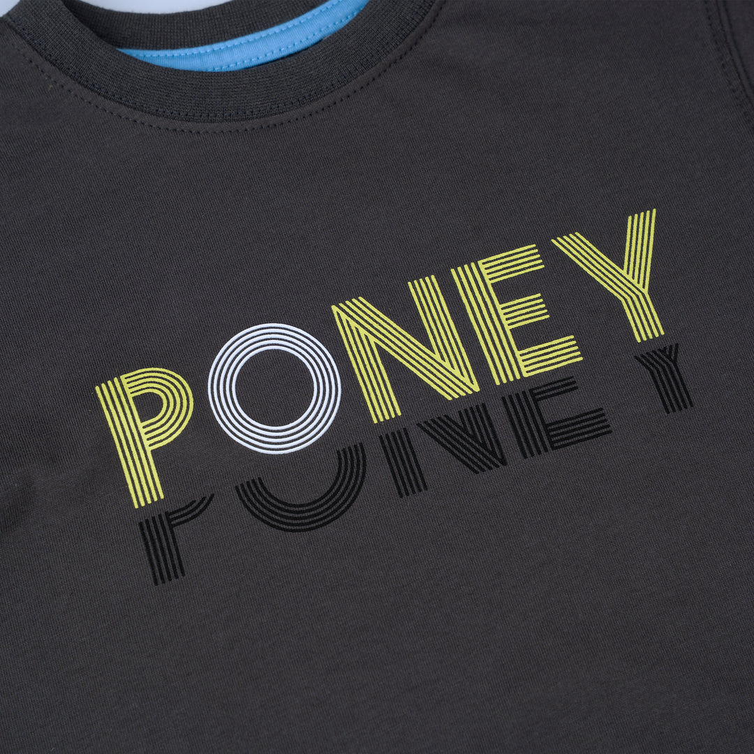 Poney Boys Dark Grey Fade Poney Logo Tee