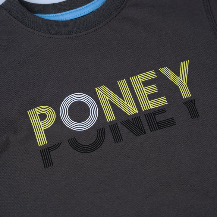 Poney Boys Dark Grey Fade Poney Logo Tee