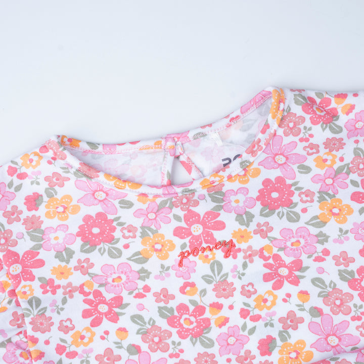 Poney Girls White Bloom Short Sleeve Dress