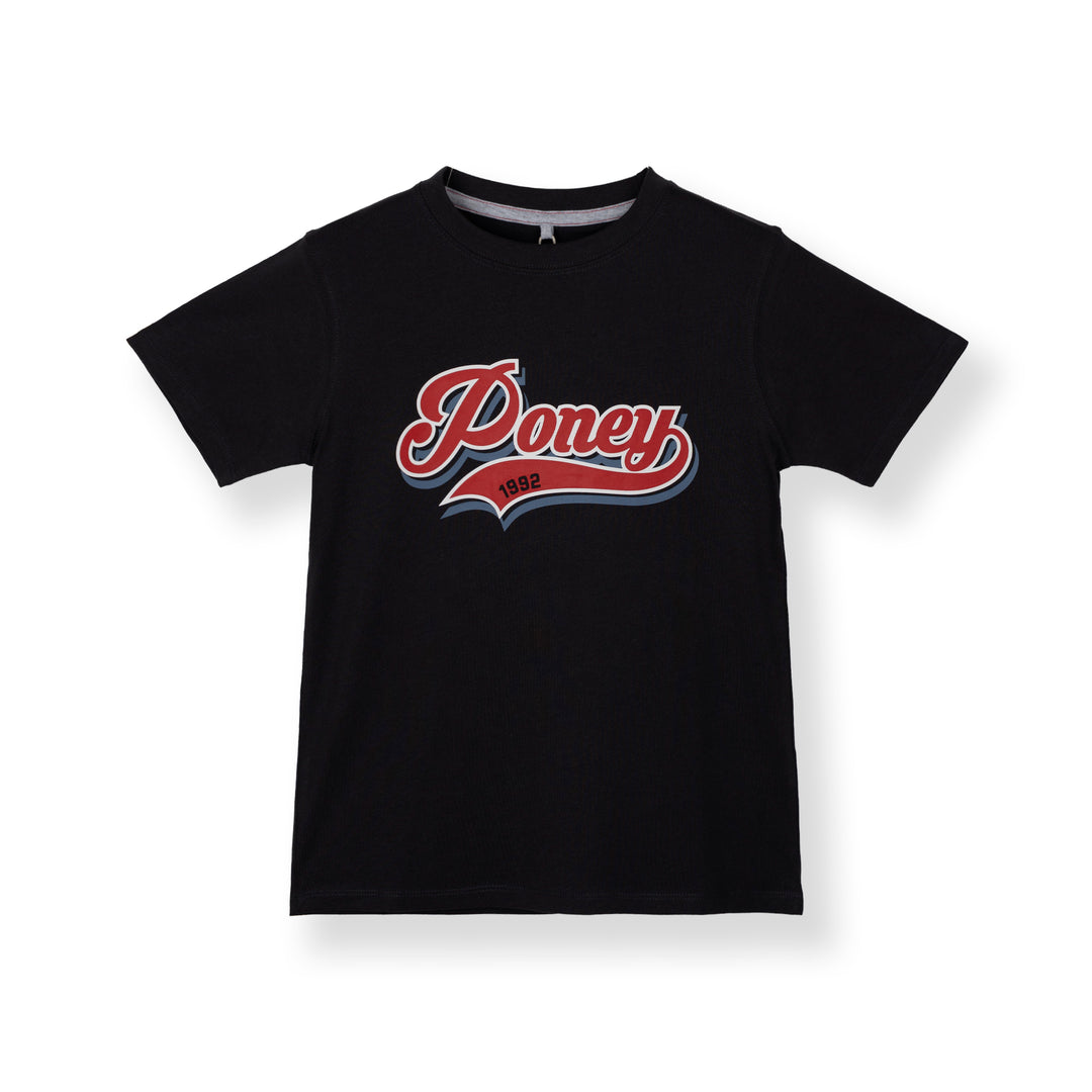 Poney Boys Black Logo Short Sleeve Tee