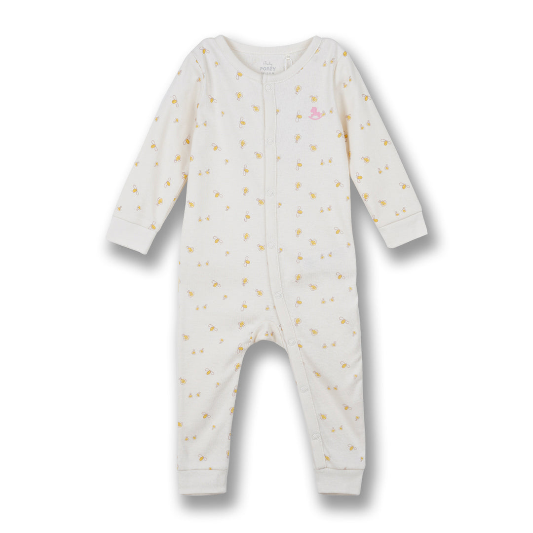 Poney Baby Girls Chloe Long Sleeve Sleepsuit with Snap Buttons