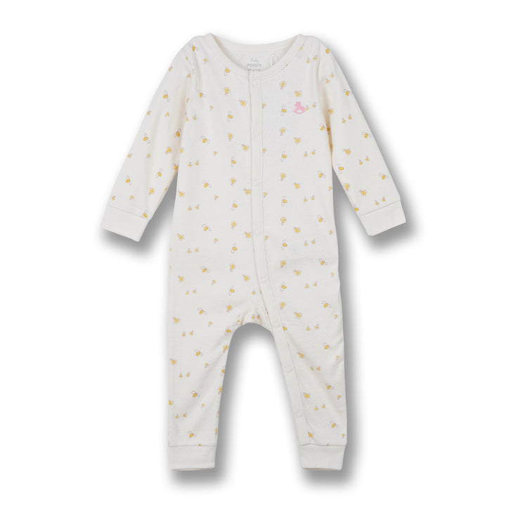 Poney Baby Girls Chloe Long Sleeve Sleepsuit with Snap Buttons