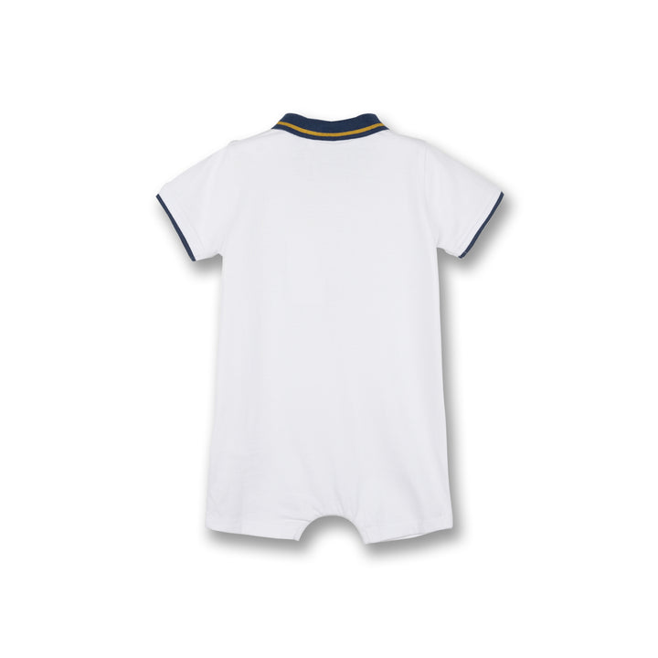 Poney Baby Boys White Polo Short Sleeve Romper