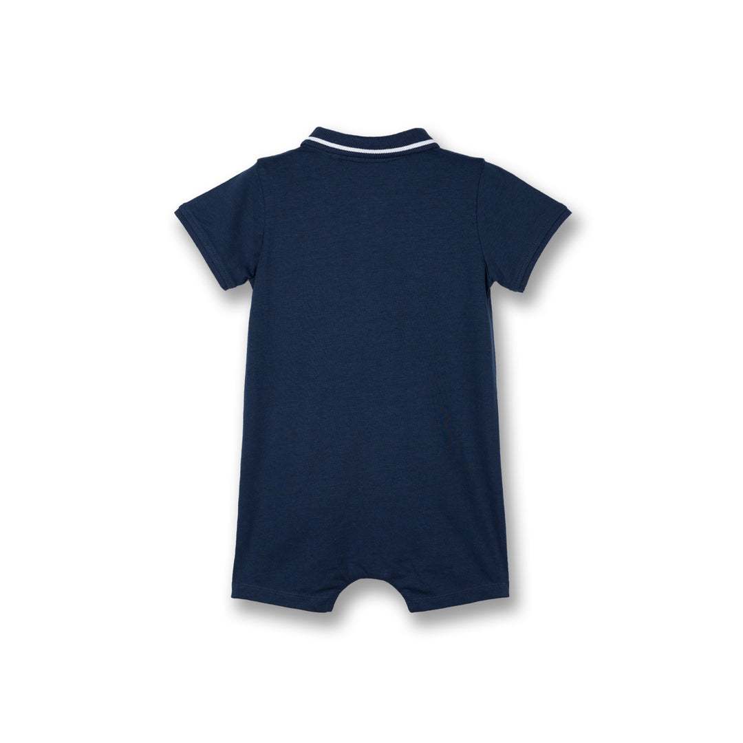 Poney Baby Boys Navy Polo Short Sleeve Romper