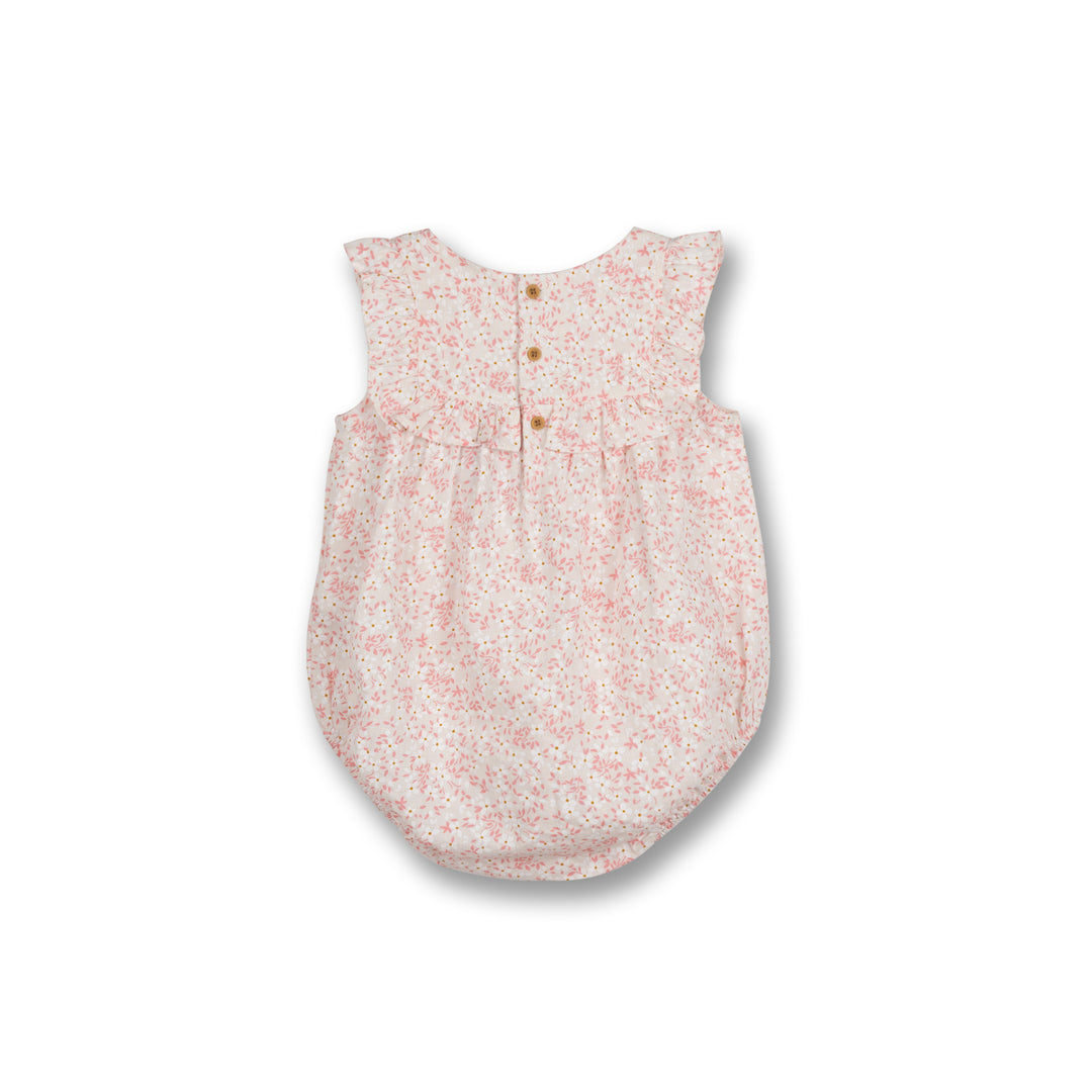 Poney Baby Girls Cream Delicate Flowers Sleeveless Romper