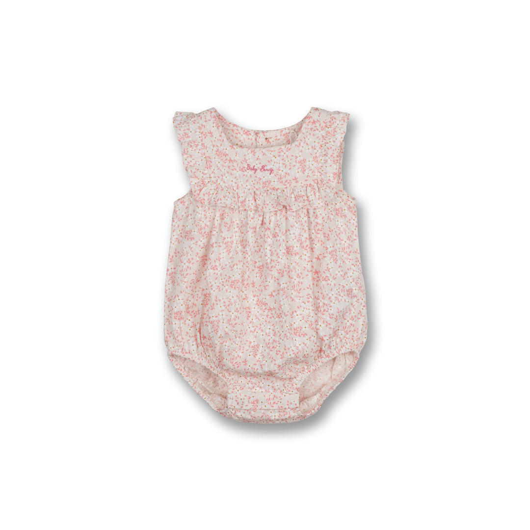 Poney Baby Girls Cream Delicate Flowers Sleeveless Romper