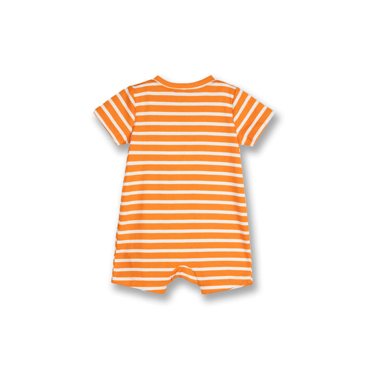 Poney Baby Boys Orange Stripes Cream Short Sleeve Romper