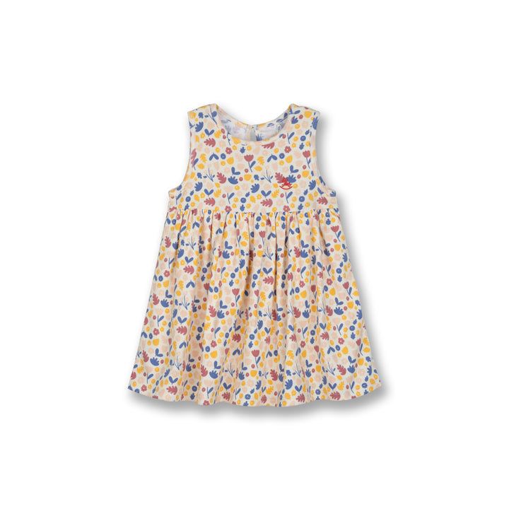 Poney Baby Girls Cream Flower Filled Day Sleeveless Dress