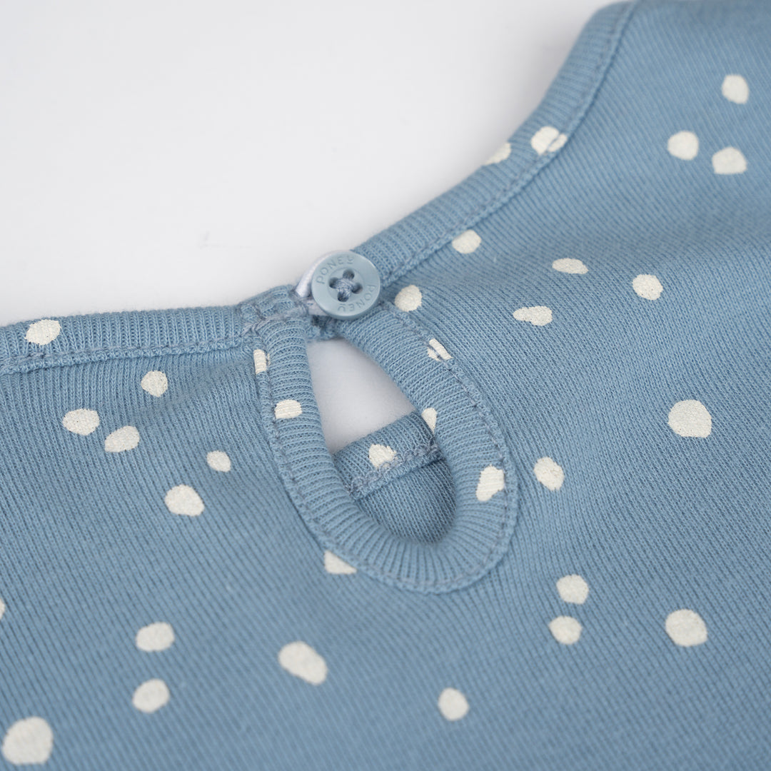 Poney Baby Girls Blue Pastel Dots Short Sleeve Dress