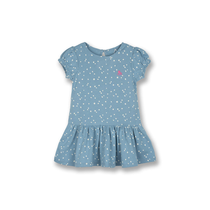 Poney Baby Girls Blue Pastel Dots Short Sleeve Dress