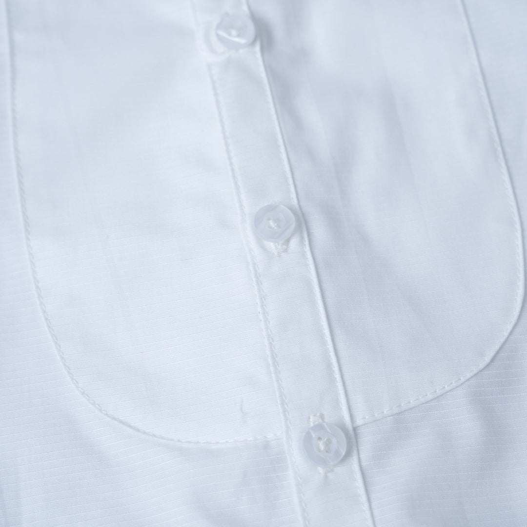 Poney Baby Boys White Mandarin Collar Long Sleeve Shirt