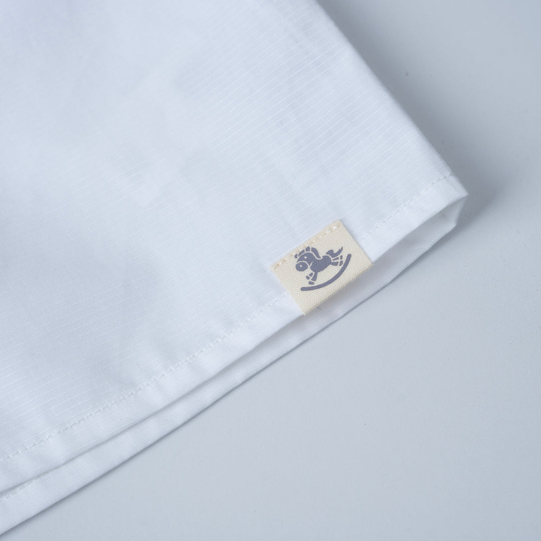 Poney Baby Boys White Mandarin Collar Long Sleeve Shirt