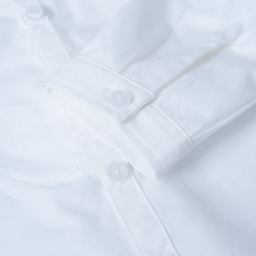 Poney Baby Boys White Mandarin Collar Long Sleeve Shirt